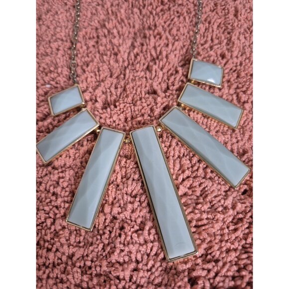 Bib Statement Necklace Retangler Blue Pendant 22" - Picture 6 of 7